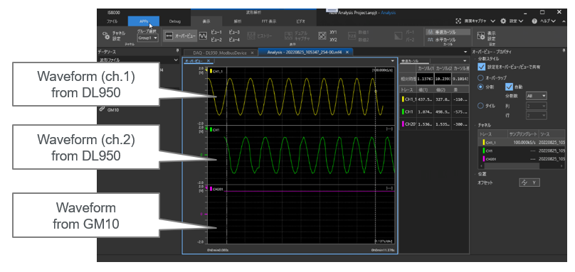 屏幕截图例子DL950YokogawaGM10