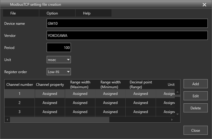 Modbus通信配置文件编辑
